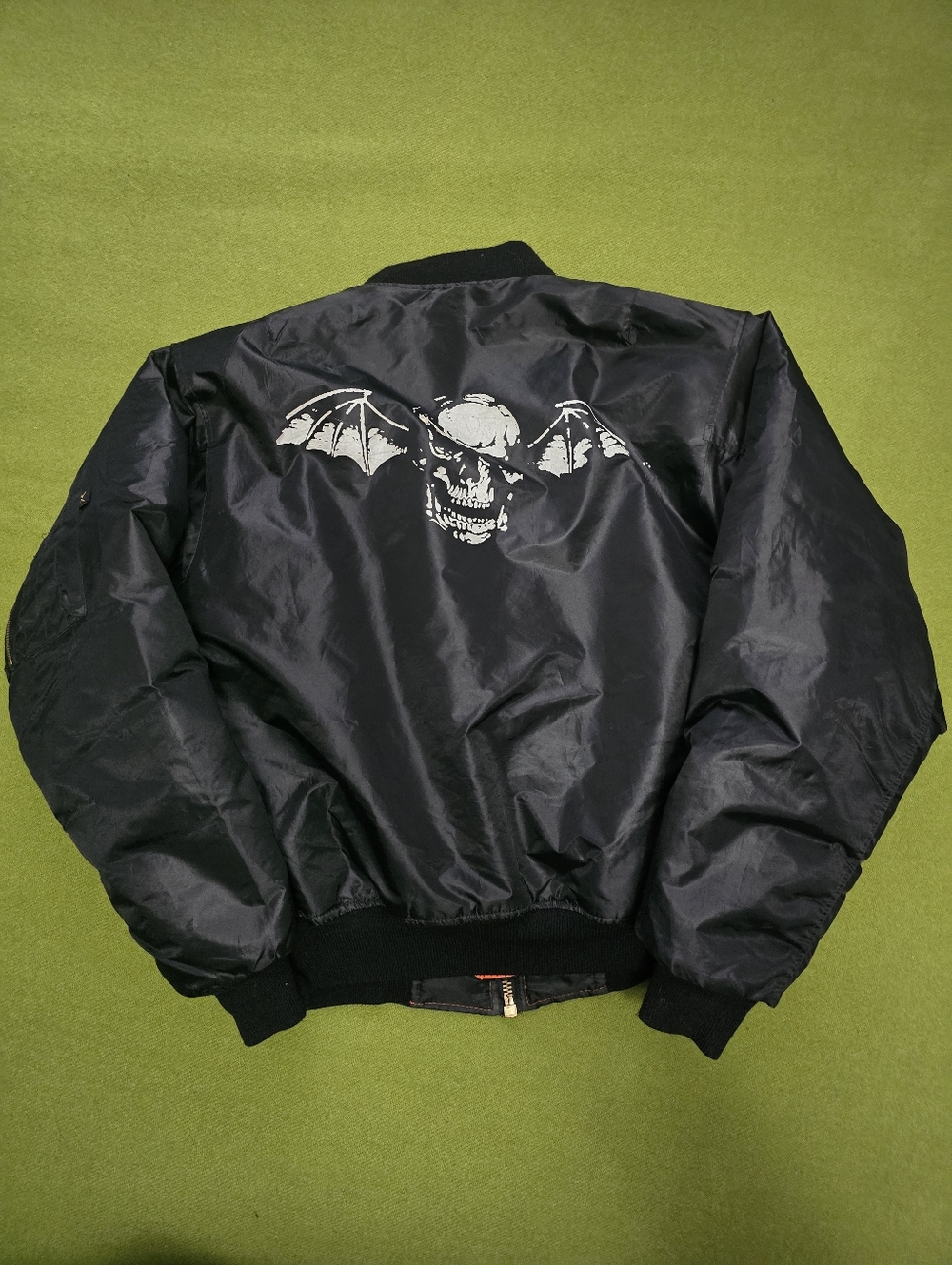 Avenged Sevenfold "Deathbat" satin bomber jacket.